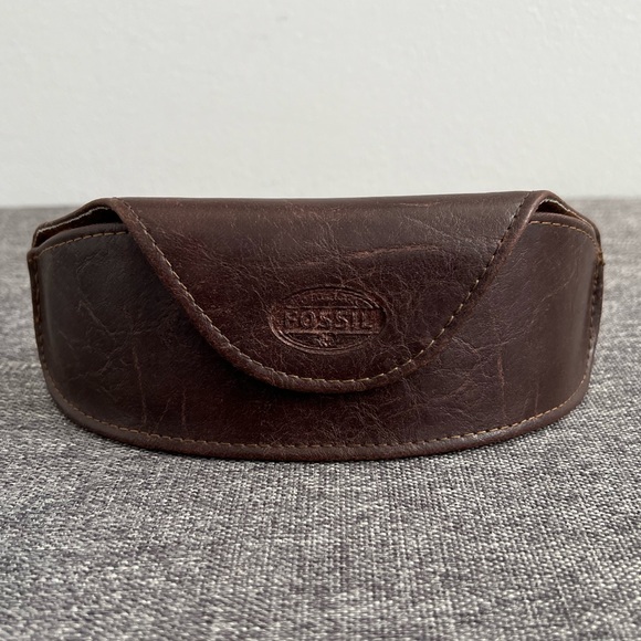 Fossil Vintage Brown Leather Glasses Sunglasses Case Half Moon 80s 90s Classic - Picture 13 of 13